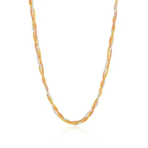 Three Tone Sterling Silver and Gold Plated Multi Strand 42cm Necklace Shiels