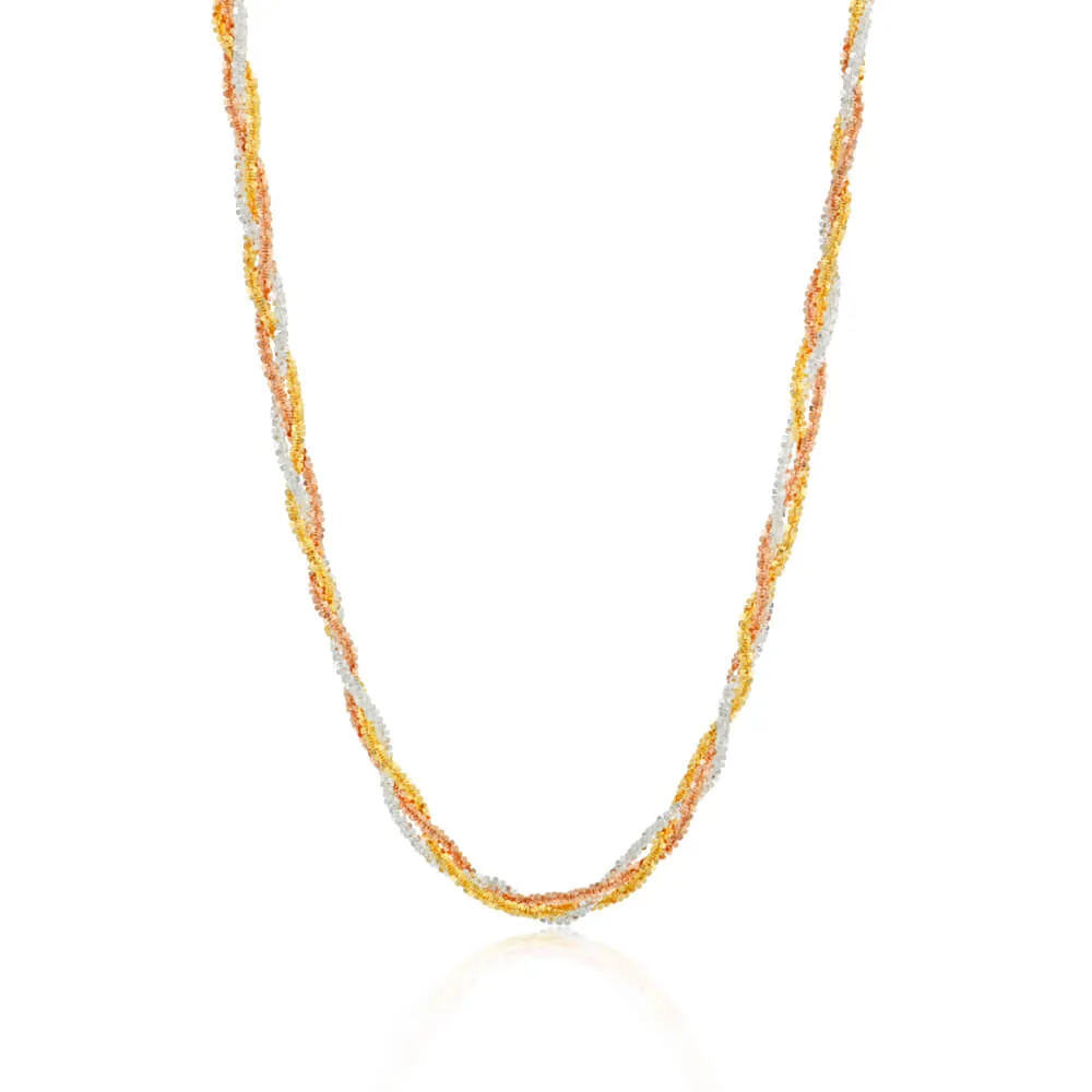 Three Tone Sterling Silver and Gold Plated Multi Strand 42cm Necklace Shiels