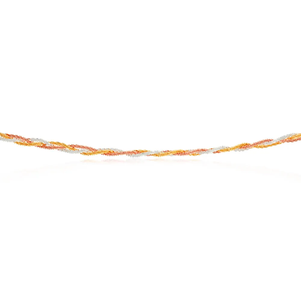 Three Tone Sterling Silver and Gold Plated Multi Strand 42cm Necklace Shiels