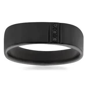Zirconium Ring with 3 Brilliant Cut Black Diamond Shiels